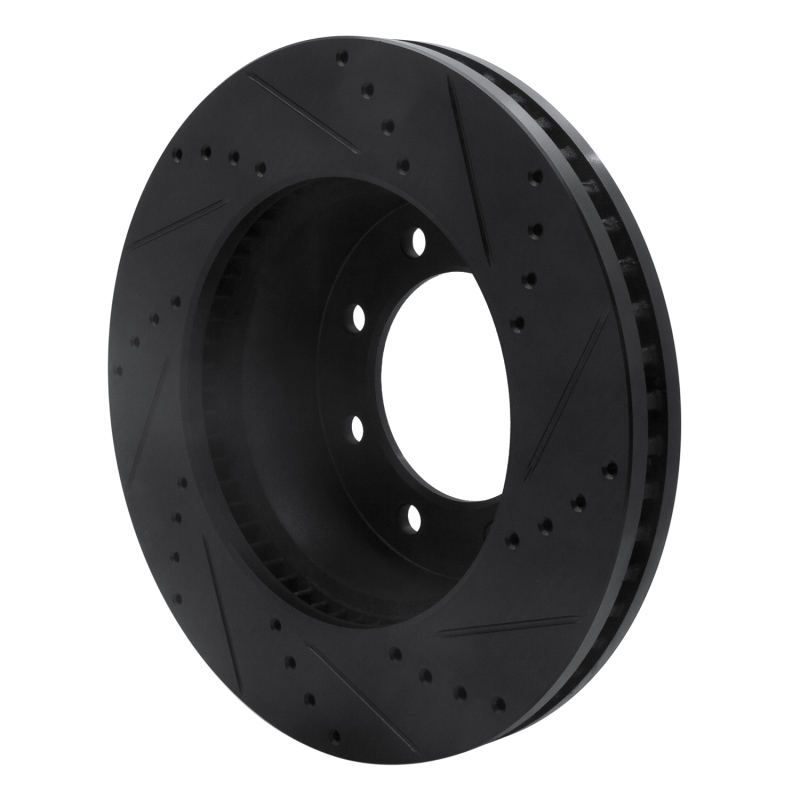 Dodge Ram 2500 Brake Rotor (1) - Front Left - R1 Concepts - Drilled & Slotted - Black - `09-`25